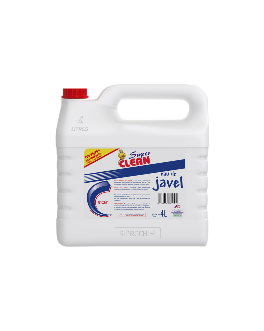 SUPER CLEAN_Eau de Javel 8° 4L