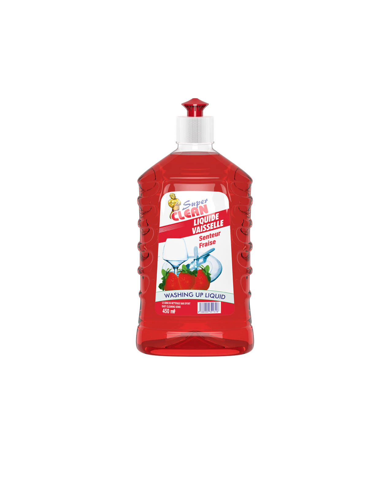 SUPER CLEAN_Liquide Vaisselle Fraise 450ml_Siprochim