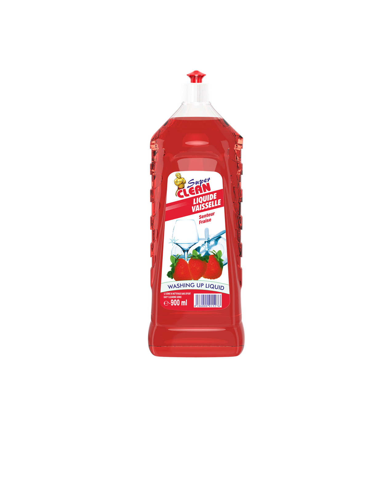 SUPER CLEAN_Liquide Vaisselle Fraise 900ml_Siprochim